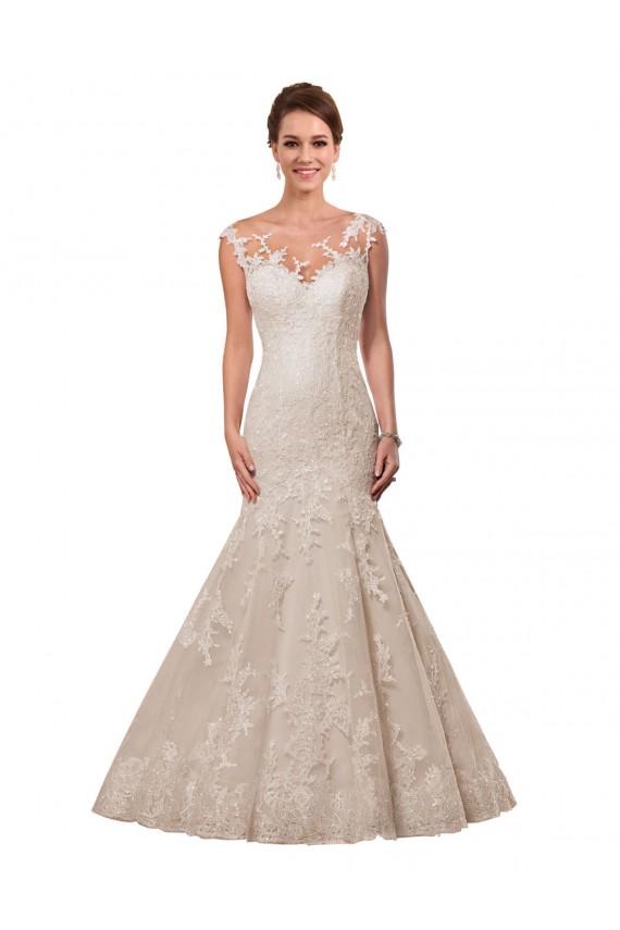 Chapel Train White Cap Sleeves Mermaid Wedding Dress Vancouver