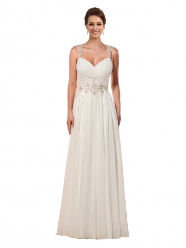 Chapel Train Ivory Sleeveless Sheath Keyhole Back Wedding Dress Vancouver