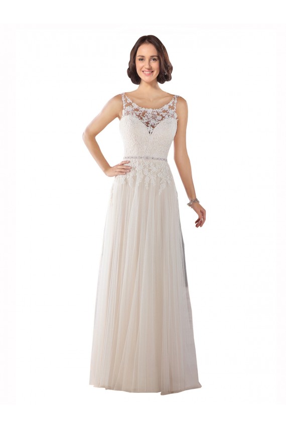 Sweep Train Ivory & Champagne Sleeveless A-Line Boho Wedding Dress Vancouver
