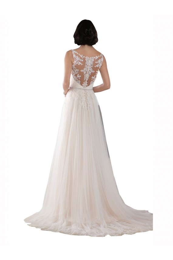 Sweep Train Ivory & Champagne Sleeveless A-Line Boho Wedding Dress Vancouver
