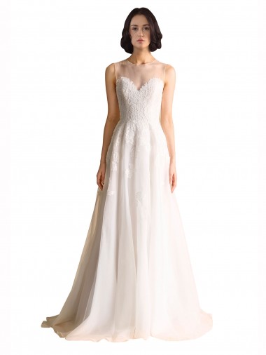 Chapel Train Ivory Sleeveless A-Line Wedding Gown Vancouver