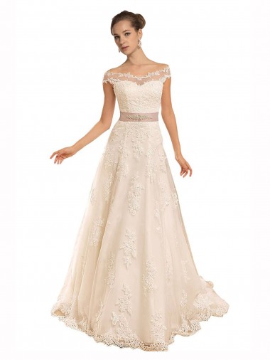 Chapel Train Ivory Sleeveless A-Line Beach Wedding Dress Vancouver