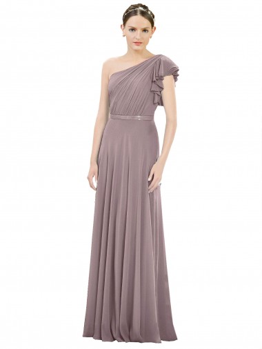 Long Dusty Rose Sleeveless A-Line Soft Chiffon Bridesmaid Dress Vancouver