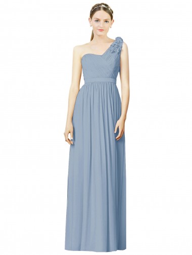 Long Dusty Blue Sleeveless A-Line Bridesmaid Dress Vancouver