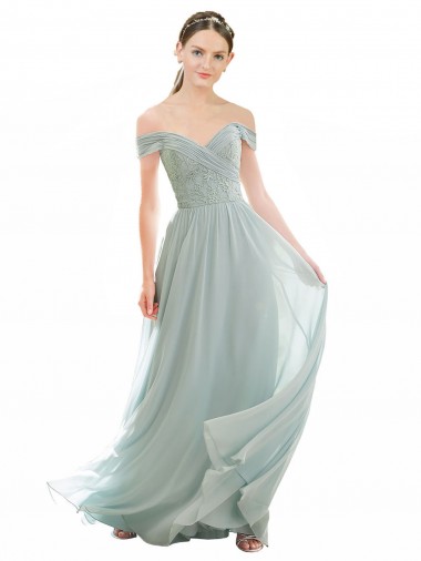 Long Sea Glass Cap Sleeves A-Line Bridesmaid Dress Vancouver