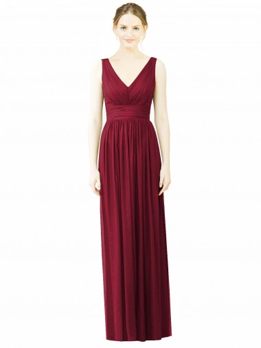 Long Burgundy Sleeveless A-Line V-Back Bridesmaid Dress / Formal Dress Vancouver