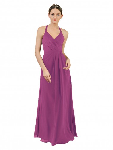 Long Wild Berry Sleeveless Sheath Keyhole Back Bridesmaid Dress Vancouver