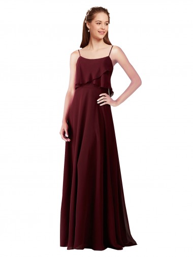 Long Burgundy Gold Sleeveless A-Line Bridesmaid Gowns Vancouver