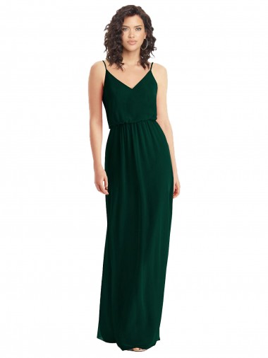 Long Ever Green Sleeveless A-Line Low Back Semi Formal Evening Dress / Bridesmaid Dress Vancouver