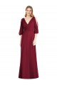 Long Burgundy Bell Sleeves Trumpet V-Back Formal Dress / Bridesmaid Dress Vancouver