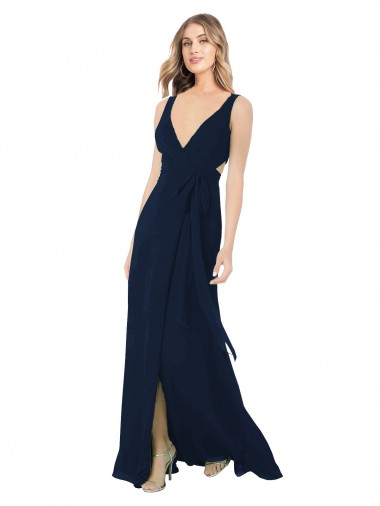Long Dark Navy Sleeveless A-Line Bridesmaid Dress / Evening Dress Vancouver
