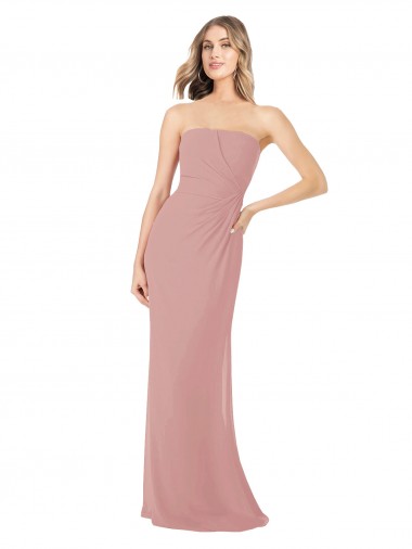Long Dusty Pink Sleeveless Sheath Bridesmaid Dress Vancouver