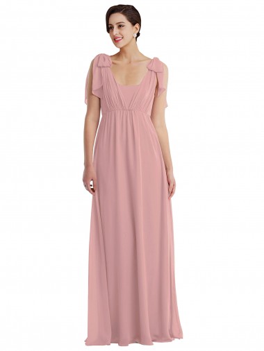 Long Dusty Pink Sleeveless A-Line Semi Formal Evening Dress / Bridesmaid Dress Vancouver