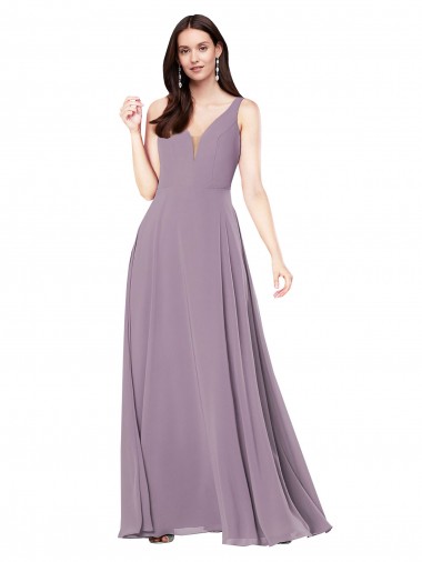 Long Dark Lavender Sleeveless Sheath V-Back Formal Evening Gown / Bridesmaid Dress Vancouver