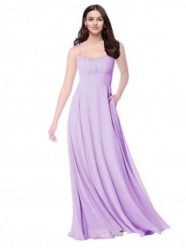 Long Lilac Sleeveless A-Line Soft Chiffon Bridal Party Dress Vancouver