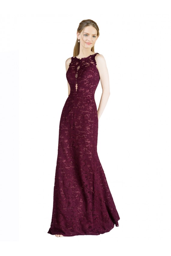 Long Burgundy Gold Sleeveless A-Line Keyhole Back Prom Dress / Bridesmaid Dress Vancouver