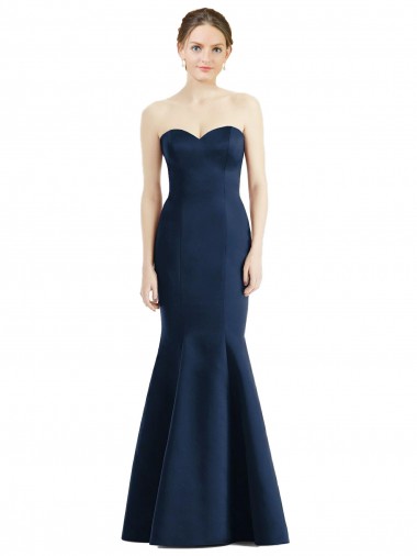 Long Floor Length Dark Navy Sleeveless Mermaid Bridesmaid Dress Vancouver