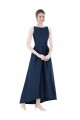 Long Dark Navy Sleeveless A-Line Satin High Low Bridesmaid Dress Vancouver