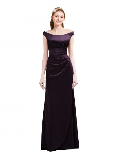 Long Grape Cap Sleeves A-Line Bridesmaid Dress Vancouver