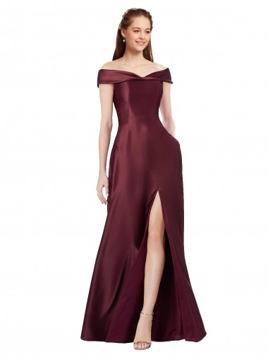 Long Burgundy Gold Cap Sleeves A-Line Black Tie Evening Gown / Prom Dress / Bridesmaid Dress Vancouver