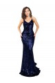 Long Dark Navy Sleeveless Mermaid Open Back Sequin Formal Evening Gown / Prom Dress / Bridesmaid Dress Vancouver