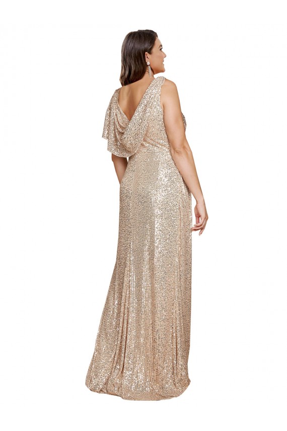 Long Gold Sleeveless A-Line Black Tie Plus Size Evening Gown / Prom Dress / Bridesmaid Dress Vancouver