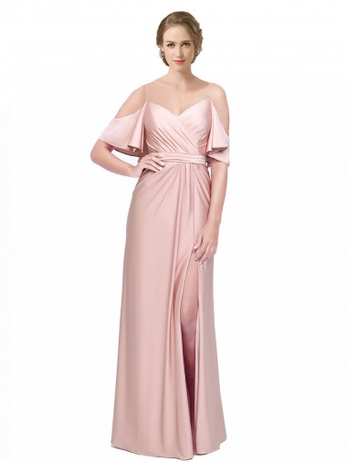 Long Cold Shoulder Sheath Low Back Formal Evening Gown / Prom Dress / Bridesmaid Dress Vancouver