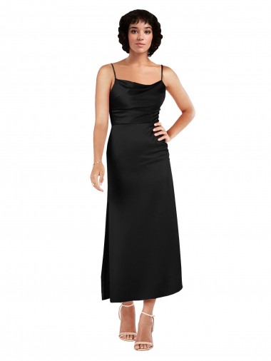 Tea Length Black Sleeveless A-Line Formal Evening Gown / Prom Dress / Bridesmaid Dress Vancouver