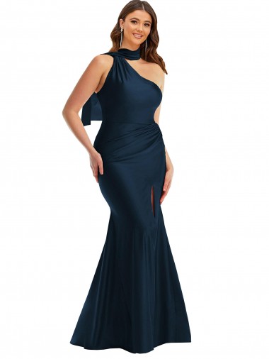 Long Dark Navy Sleeveless Mermaid Formal Plus Size Evening Gown / Prom Dress / Bridesmaid Dress Vancouver