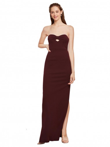 Long Burgundy Gold Sleeveless Sheath Formal Evening Gown / Prom Dress / Bridesmaid Dress Vancouver