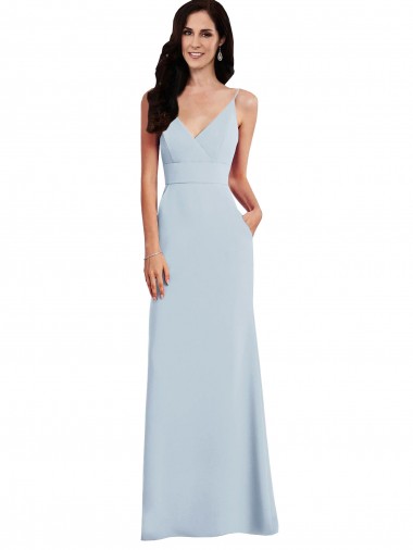 Long Light Sky Blue Sleeveless Trumpet V-Back Formal Dress / Bridesmaid Dress Vancouver