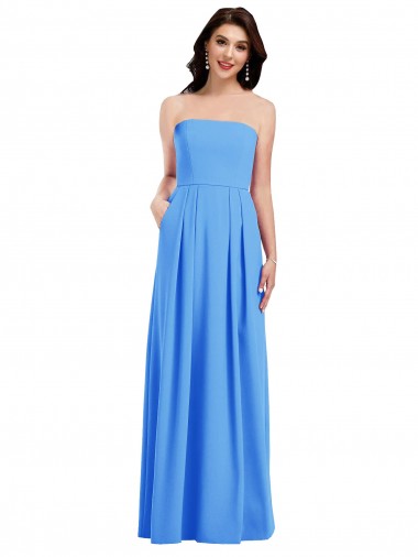 Long Peacock Blue Sleeveless Trumpet Low Back Semi Formal Evening Dress / Prom Dress / Bridesmaid Dress Vancouver