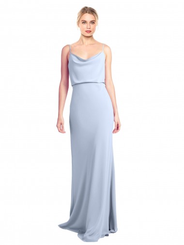 Long Light Sky Blue Sleeveless Sheath V-Back Formal Dress / Bridesmaid Dress Vancouver