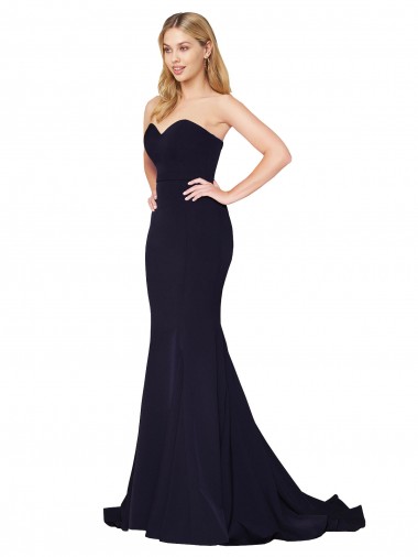 Sweep Train Dark Navy Sleeveless Mermaid Formal Evening Gown / Prom Dress / Bridesmaid Dress Vancouver