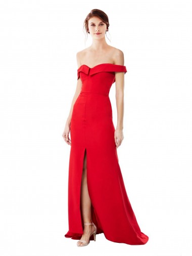Long Red Sleeveless A-Line High Slit Bridesmaid Dress / Evening Dress Vancouver