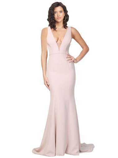 Sweep Train Pink Sleeveless Sheath V-Back Black Tie Evening Gown / Prom Dress / Bridesmaid Dress Vancouver