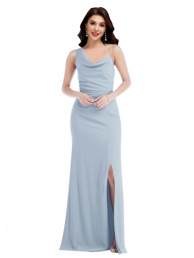 Long Light Sky Blue Sleeveless Trumpet Formal Dress / Bridesmaid Dress Vancouver