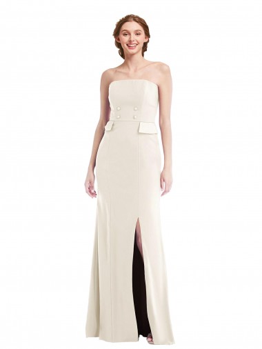 Long Ivory Sleeveless Trumpet Semi Formal Evening Dress / Prom Dress / Bridesmaid Dress Vancouver