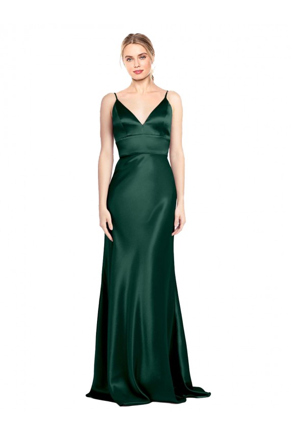 Long Hunter Sleeveless Sheath V-Back Formal Evening Gown / Prom Dress / Bridesmaid Dress Vancouver