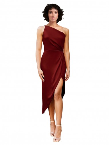 Midi Length Burgundy Sleeveless Sheath Black Tie Evening Gown / Prom Dress / Bridesmaid Dress Vancouver