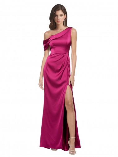 Long Fuchsia Sleeveless A-Line Side Slit Bridesmaid Dress / Evening Dress Vancouver