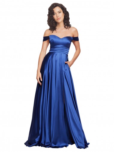 Sweep Train Royal Blue Sleeveless A-Line Formal Evening Gown / Prom Dress / Bridesmaid Dress Vancouver