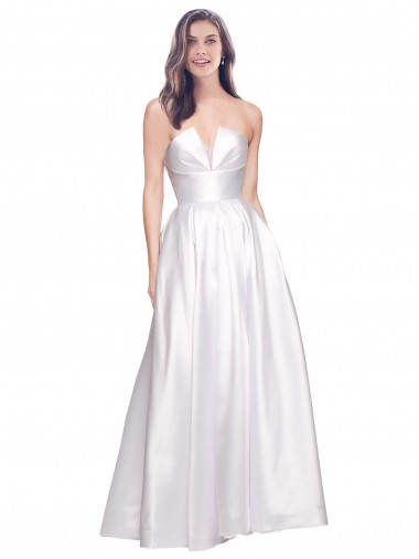 Long White Sleeveless A-Line Low Back Formal Evening Gown / Prom Dress / Bridesmaid Dress Vancouver