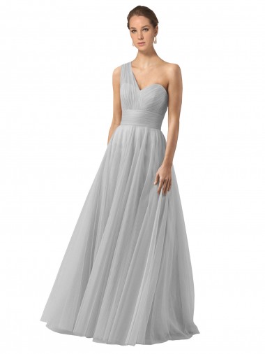 Long Silver Sleeveless A-Line Bridesmaid Gown Vancouver