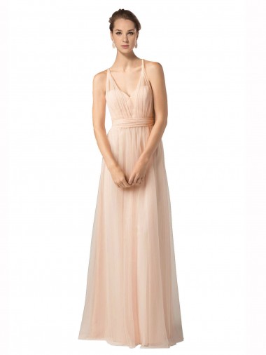 Long Nude Sleeveless A-Line Bridesmaid Dress / Evening Dress Vancouver
