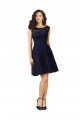 Knee Length Dark Navy Sleeveless A-Line V-Back Bridesmaid Dress Vancouver