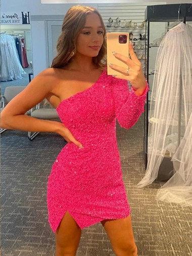 Short Long Sleeves Sheath Velvet Sequin Prom Dress / Evening Dress Vancouver