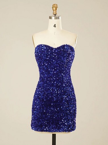 Short Sleeveless Sheath Velvet Sequin Prom Dresses Vancouver