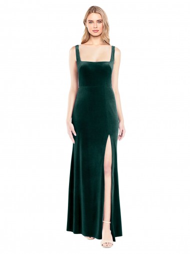 Long Dark Green Sleeveless A-Line Prom Dress / Bridesmaid Dress Vancouver
