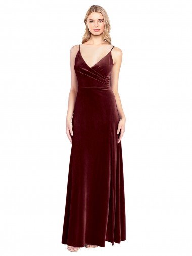 Long Burgundy Sleeveless A-Line V-Back Black Tie Prom Dress / Bridesmaid Dress Vancouver